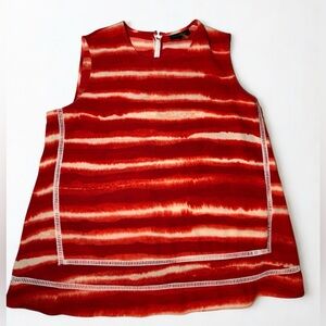 Donna Karan New York Women’s Red - Orange - White Top - Blouse - Size Medium